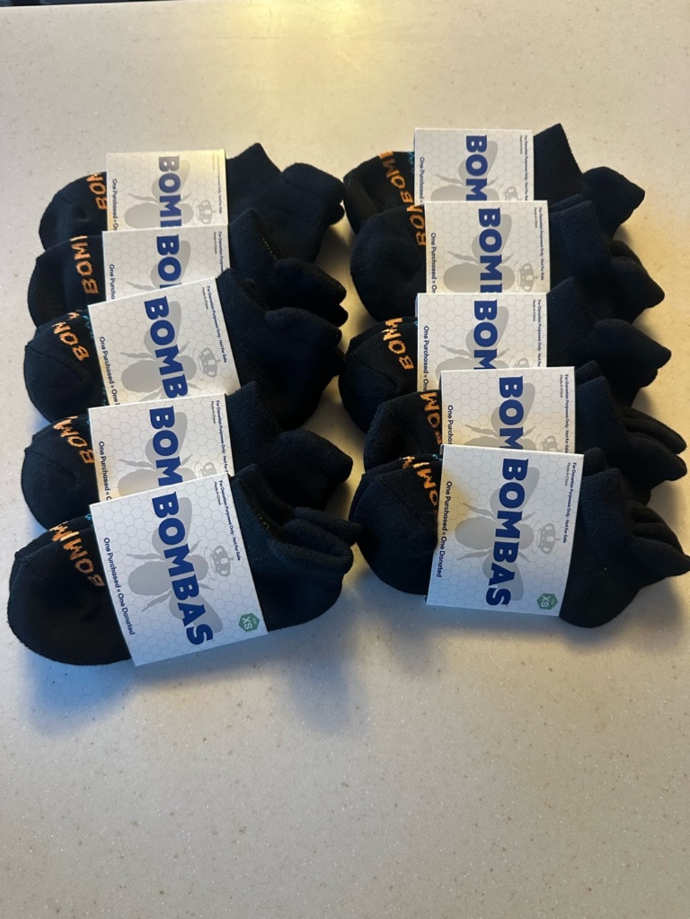 Bombas Kids Low-Cut Athletic Socks - Black with Orange Accents (10 Pairs)